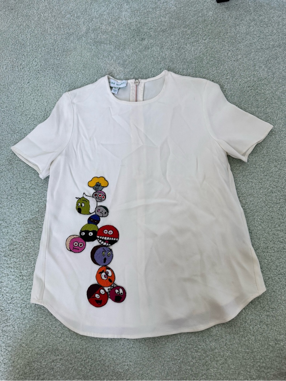 Mira Mikati Cream Short-Sleeve Top - Monster Rainbow Tribe Series